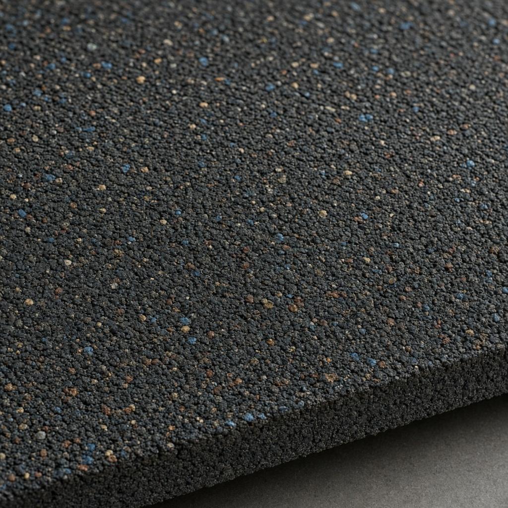 Multi color speckle 8mm recycled rubber flooring, 4' x 16'